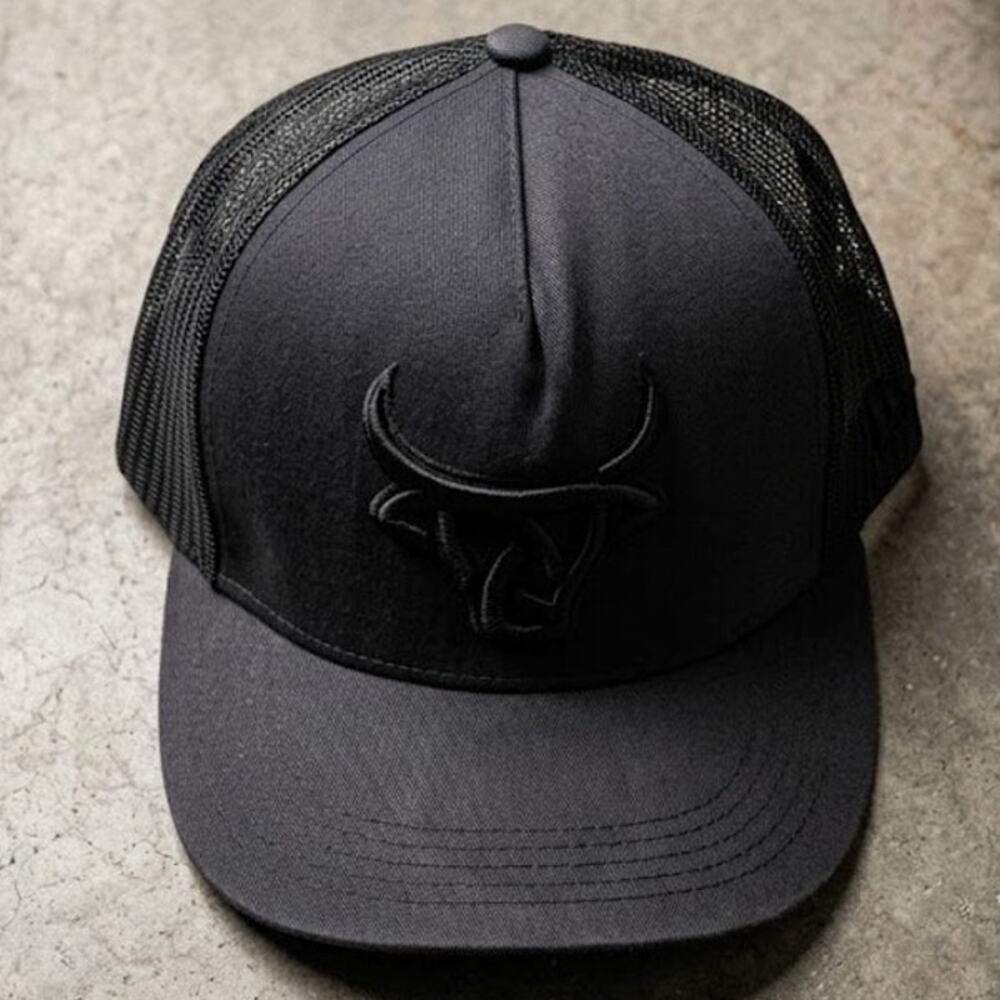 Lost Calf Bull Skull Trucker Hat Black Snapback Westerncore Coastal Cowboy Rodeo